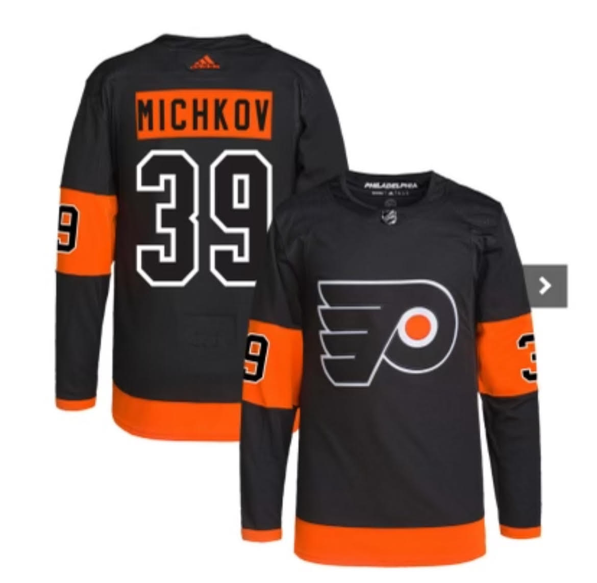 Men Philadelphia Flyers #39 Michkov Black adidas 2024 NHL Jersey